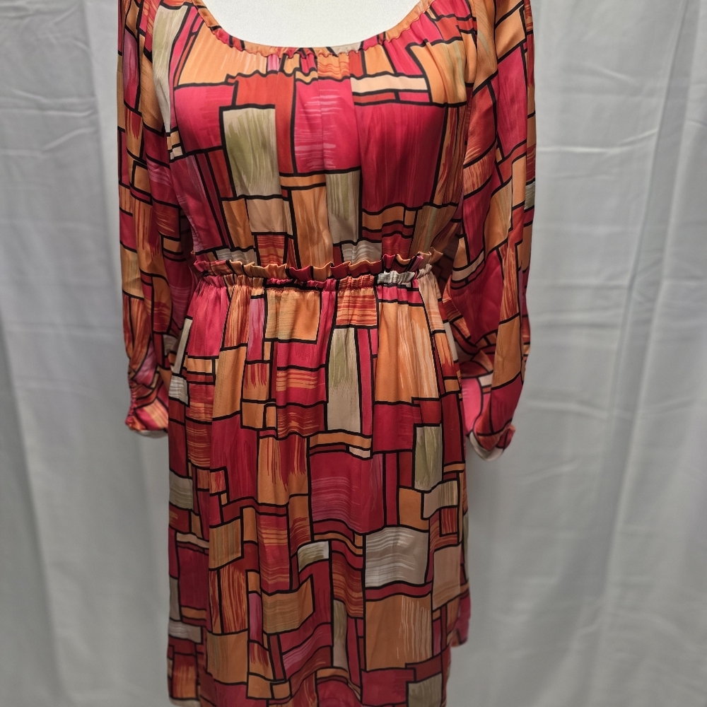 H&M Long Sleeve Dress - Red and Orange Geometric